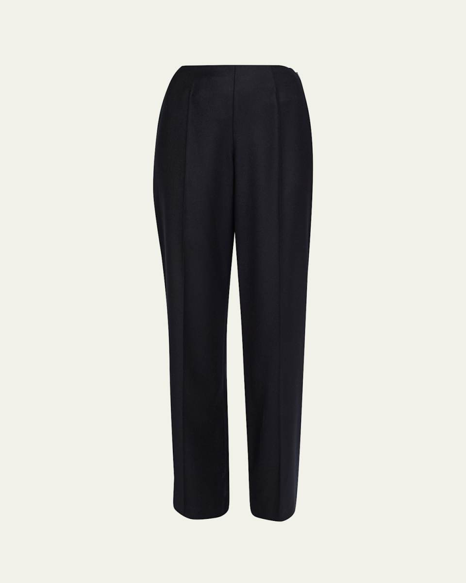 Timi Wool-Cashmere Flannel Wide-Leg Pants